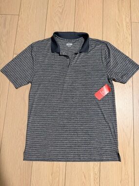 bcg Men's Gray Striped Polo with Dark Collar